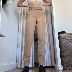 Aritzia Wilfred harness-waist trousers in camel color